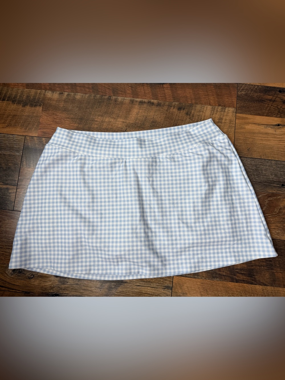 Gilly Hicks Blue & White Gingham Athletic A-Line Skirt